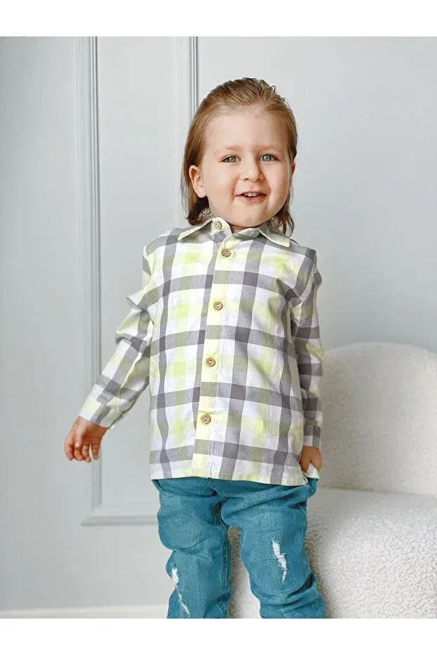 Детская рубашка для мальчиков с длинным рукавом Ares Kids Fashion, Plaid Gray — фото 4