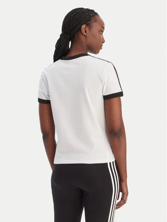 Футболка slim fit 3-Stripes Adidas, белый — фото 3