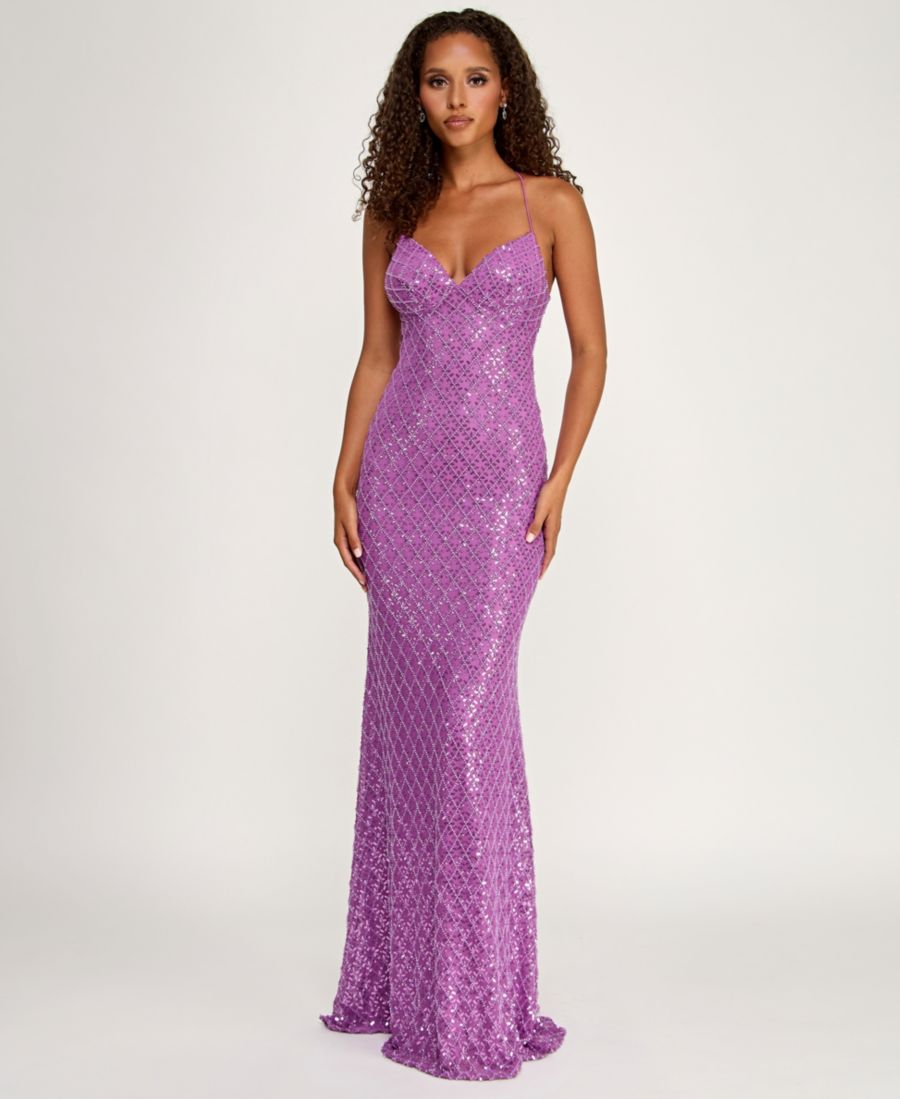 

Платье для юниоров с перекрестным узором и вырезом сердечко B Darlin, Orchid