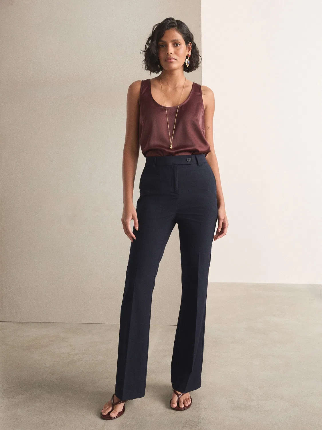 Брюки зауженные клеш, модель Tailored Bootcut Next, темно-синий