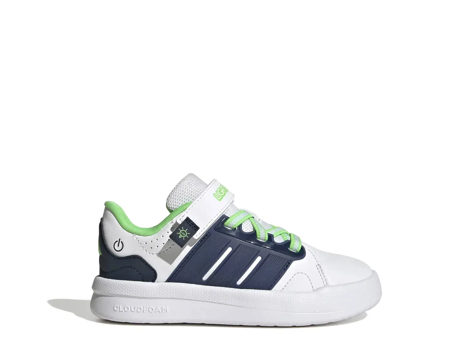 Кроссовки детские с подсветкой Lightorama Court, adidas, белый/синий/зеленый — фото 2