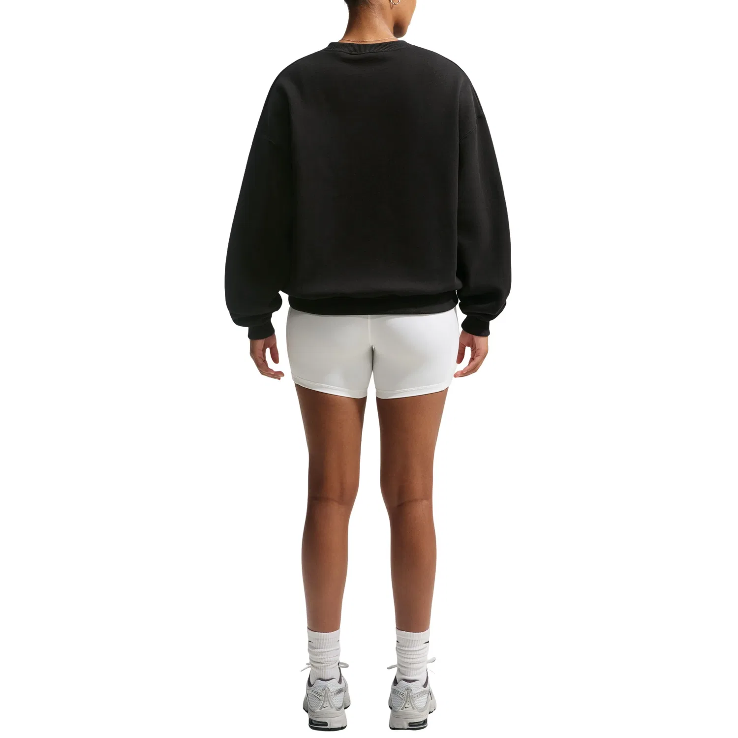 Женская футболка Studio Fleece Medium Oversized Graphic Crew 'Black Off Noir White' Nike, Black/Off Noir/White — фото 3
