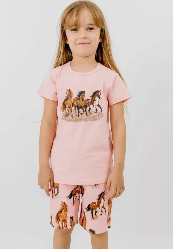Брюки с принтом Graceful horses Walkiddy Pink, розовый