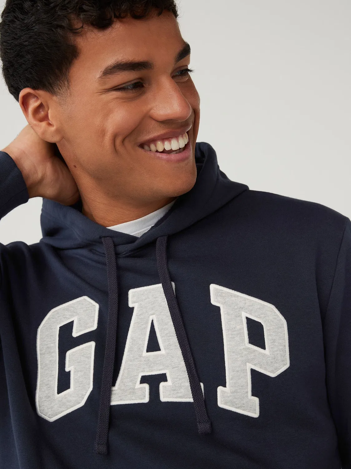 Худи Gap Navy Blue Overhead Logo Fleece Lined Hoodie, темно-синий — фото 3