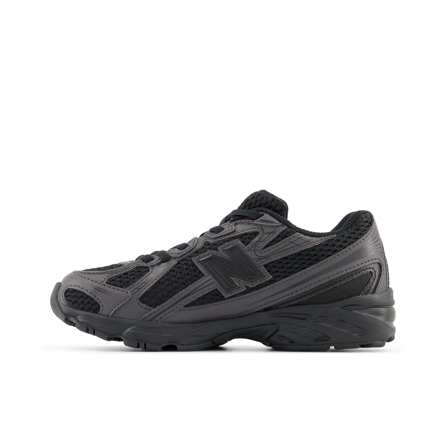 Детские кроссовки на шнурках с сетчатым верхом 740 Bungee Lace New Balance, Black Cement — фото 3