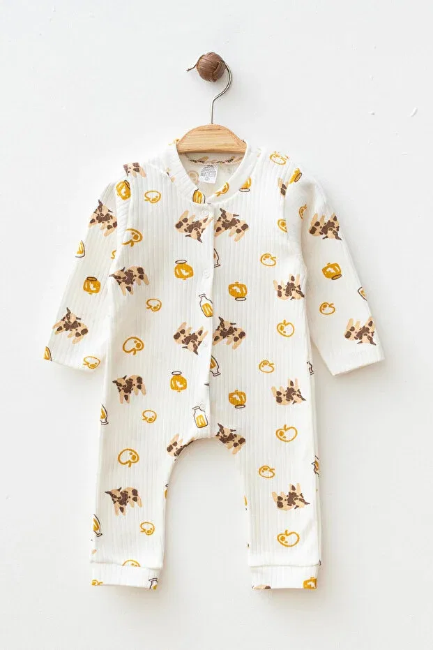 Детский комбинезон для новорожденных с принтом Little Cows Yukobaby Bebeğiniz Için En Doğalı, Ecru