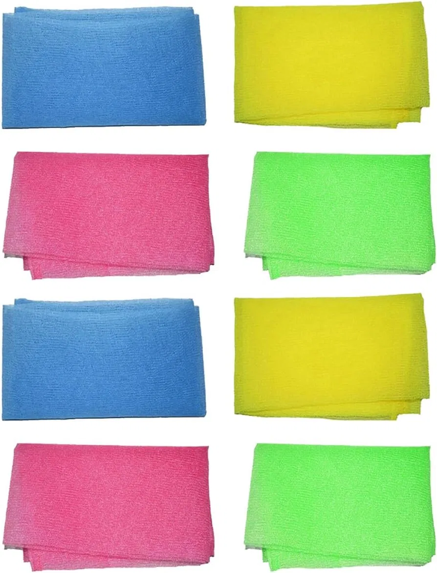Мочалка для тела Nylon, 8 шт, KJHBV, 30x90 см, Желтый, Зеленый, Синий, Розовый