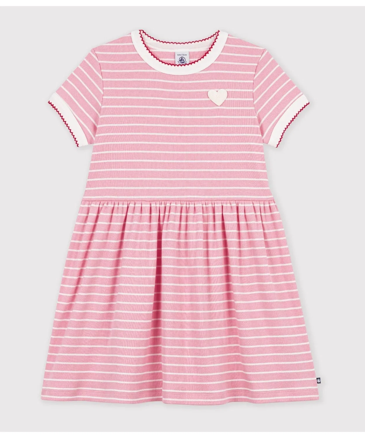 Детское платье с принтом PETIT BATEAU, Белый/Розовый