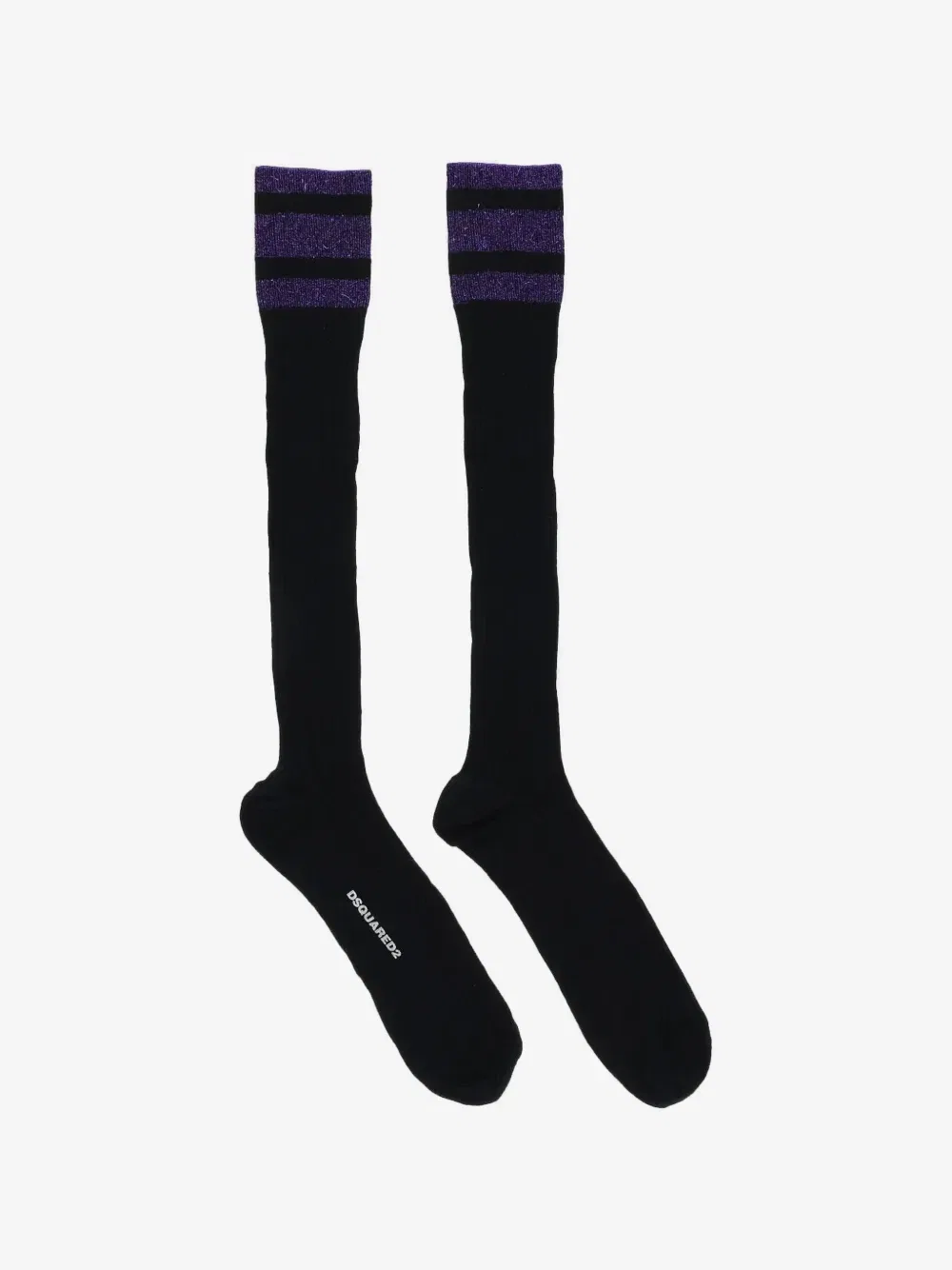 Носки в рубчик с полосатой отделкой DSQUARED2, черный