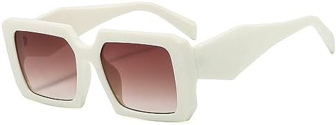 

Солнцезащитные очки квадратной формы 2026 года для женщин и мужчин, в стиле ретро, ​​с увеличенной оправой, модные солнцезащитные очки с защитой от УФ-излучения UV400 MTZJH, White