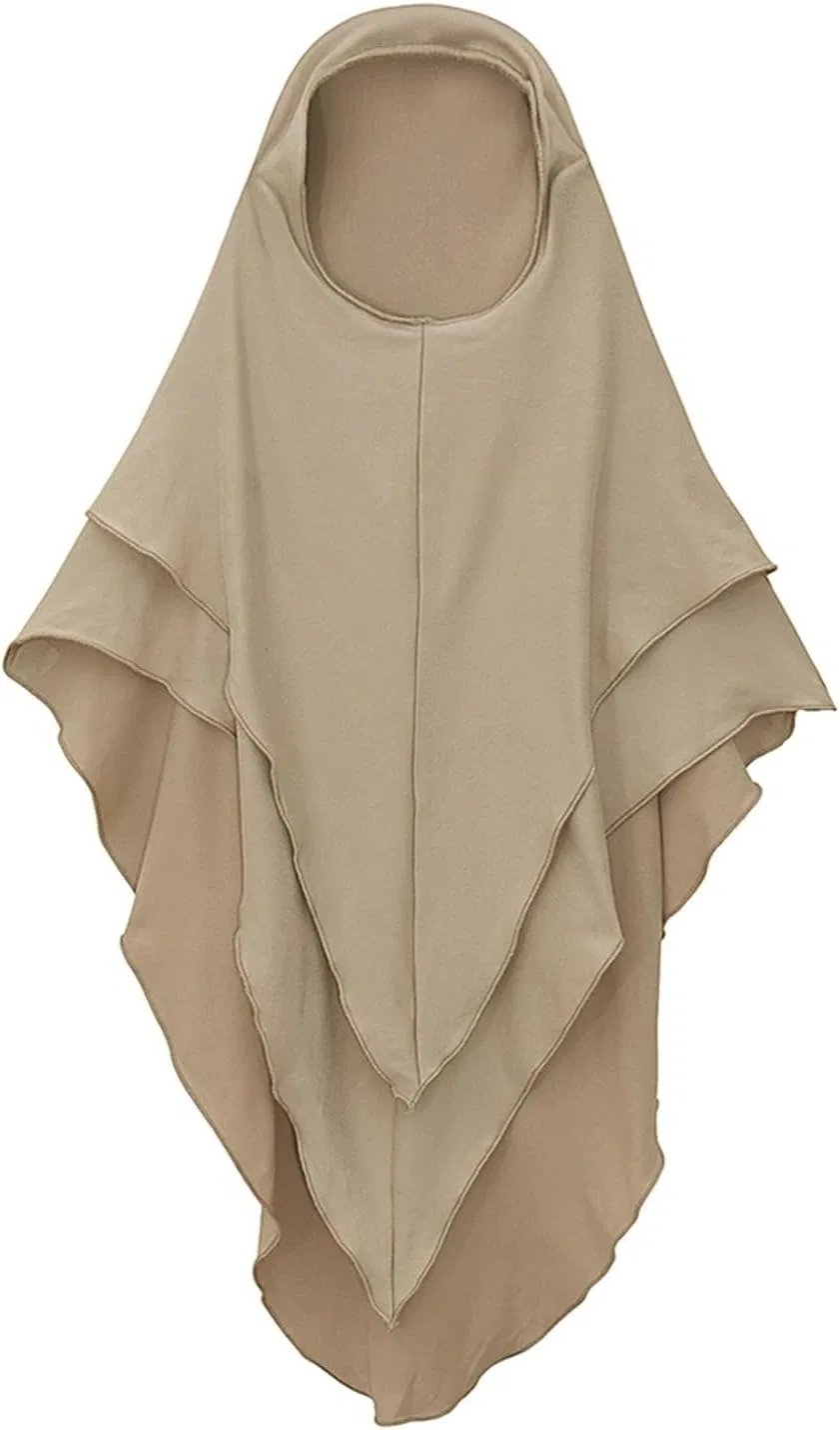 Женское хлопковое молитвенное платье-кафтан с прикрепленным хиджабом Dubai Kaftan, Beige — фото 3