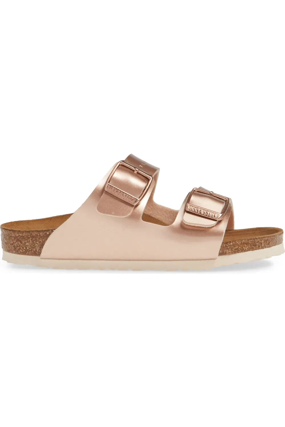 Сандалии детские металлик на пробковой подошве Arizona Birkenstock, коричневый — фото 3