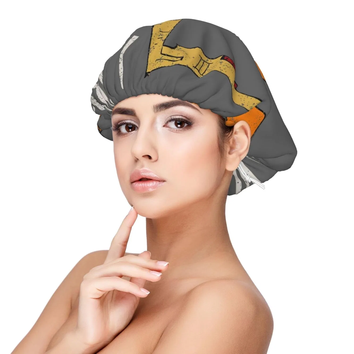 Шапочка для душа Xiso Ver, Satin Silk Bonnet с регулируемыми лямками, двухслойная, черная