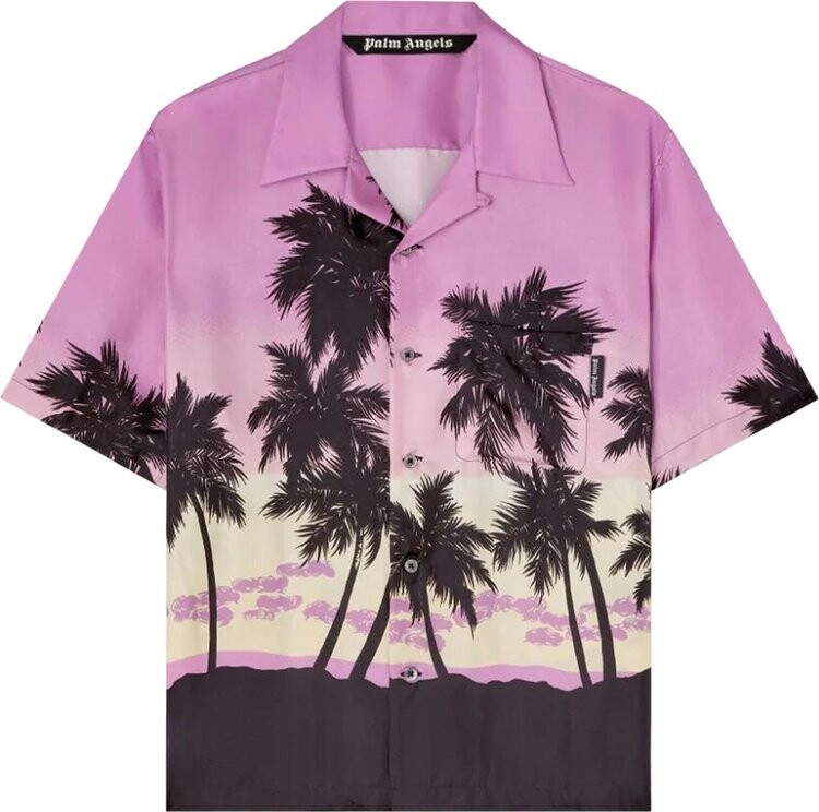 

Рубашка Palm Angels Palm Tree Print Silk Shirt 'Purple/Black', фиолетовый
