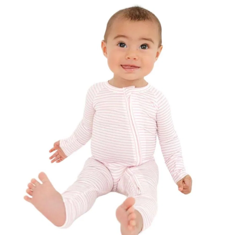 Детский слип из бамбука с длинным рукавом, модель Ballet Stripe Motette, Pink And White Stripes — фото 4