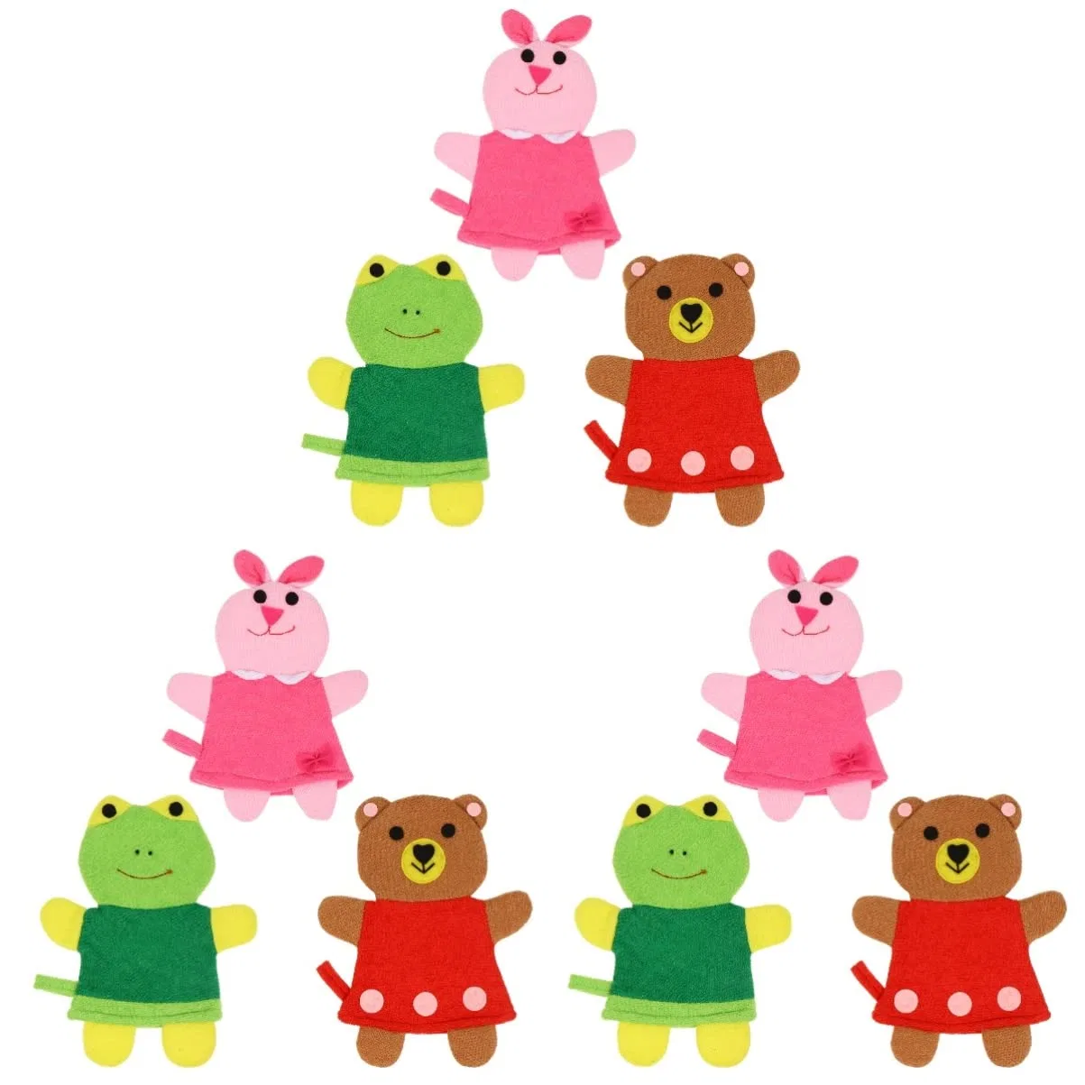 No brand Мочалки-перчатки для детей, 3 шт, Rabbit, 25x19 см, As shown