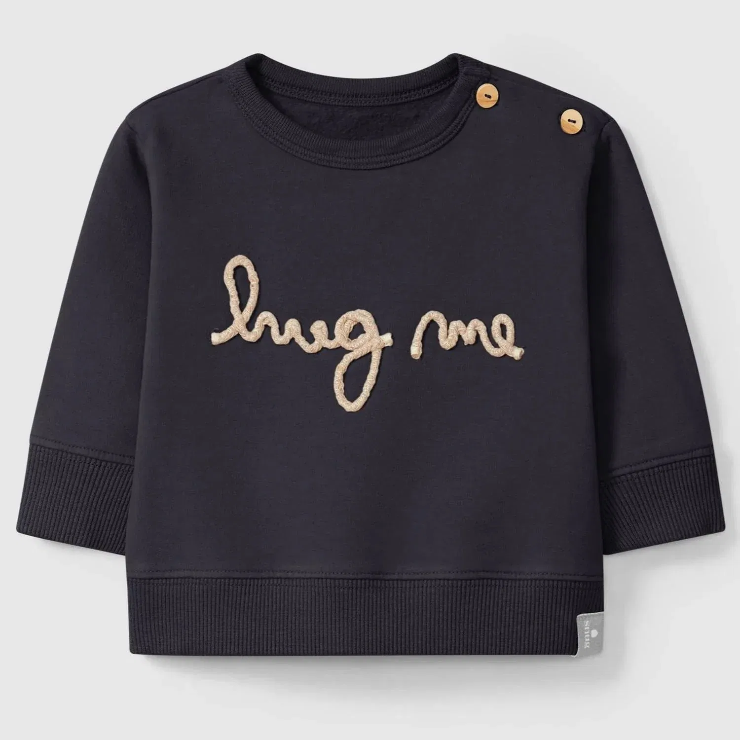 Детский свитшот с кнопками на плечах Hug Me Sweatshirt Snug, черный