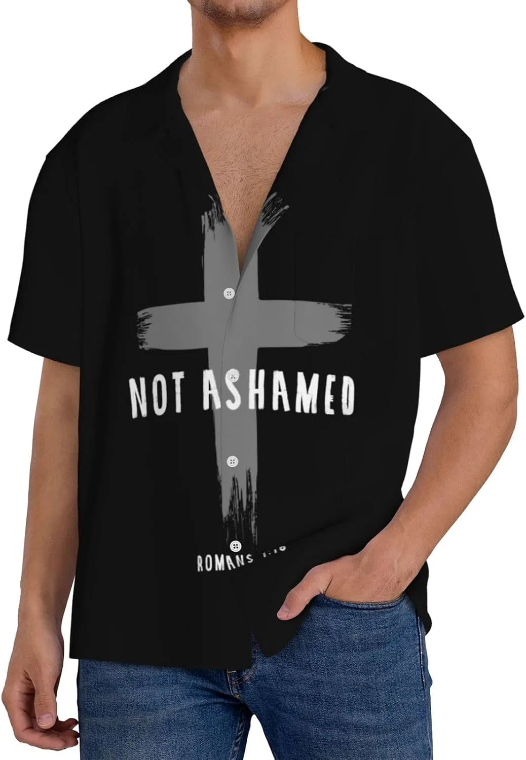 Мужская повседневная рубашка с принтом Jesus, Black