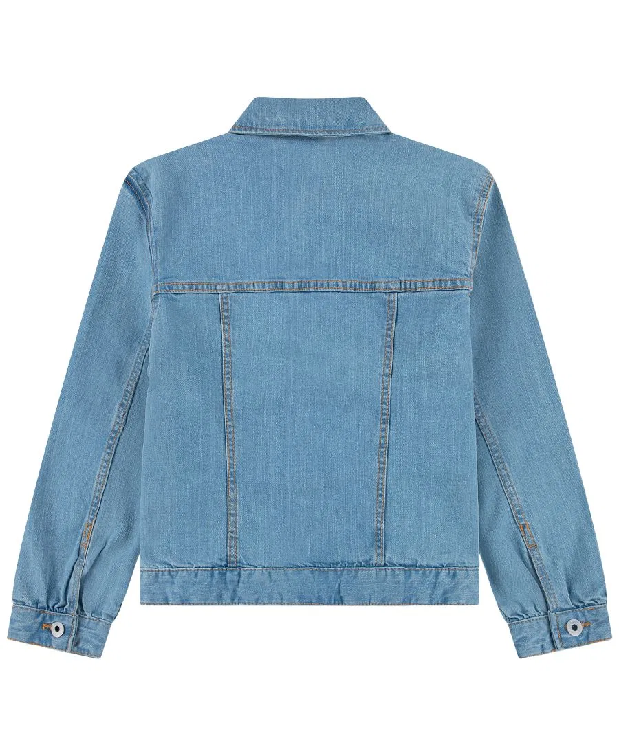 Детская джинсовая куртка с вышивкой abercrombie kids, Light Pastel Blue — фото 2