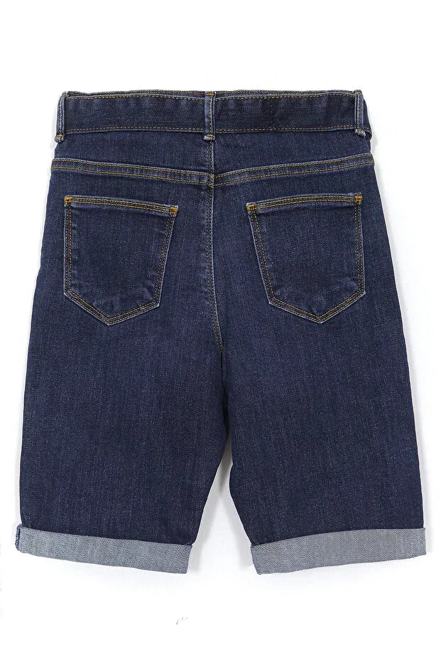 Детские шорты для девочек джинсовые с ремнем Dobakids, Navy Blue — фото 2