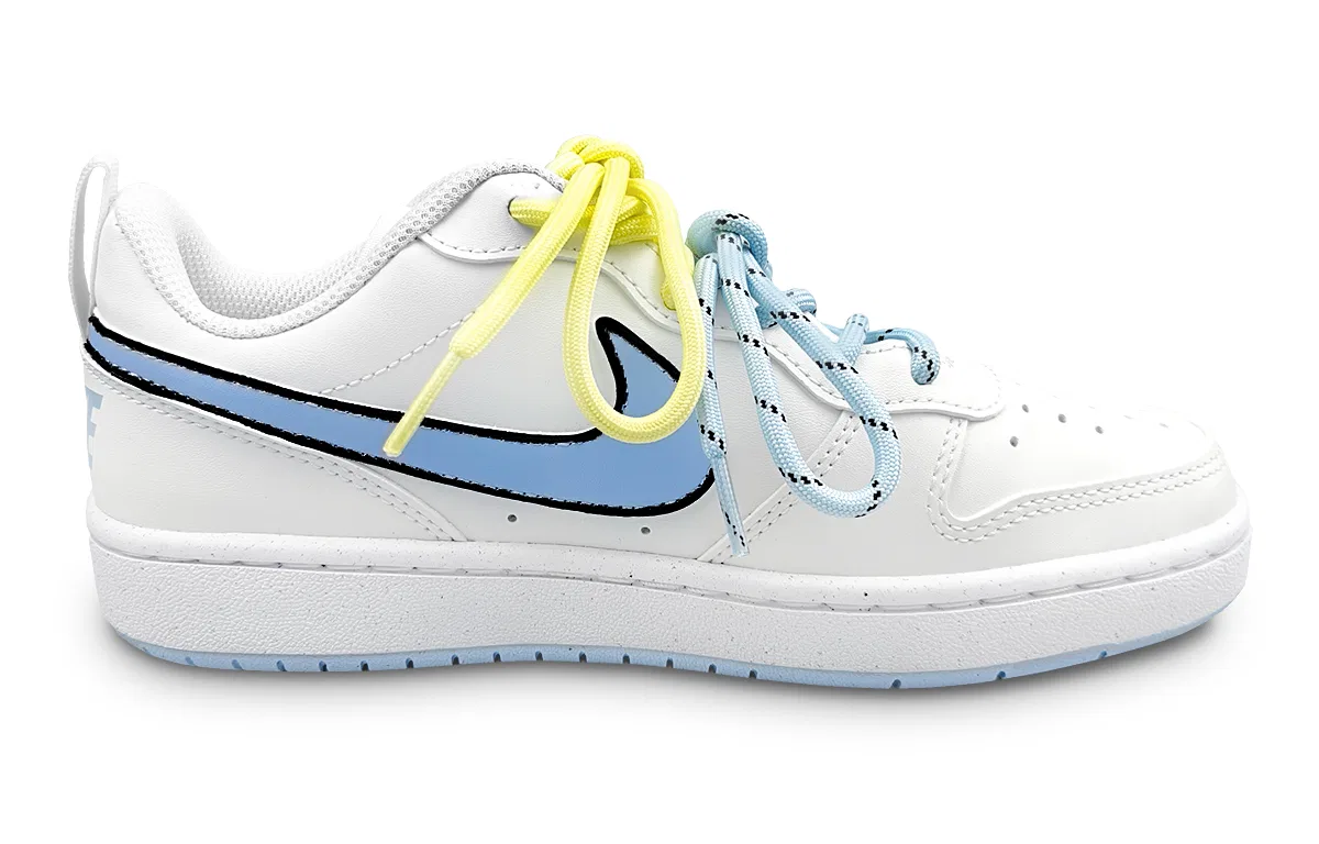 Детские кроссовки для скейтбординга с принтом Court Borough, Nike, White Blue — фото 4