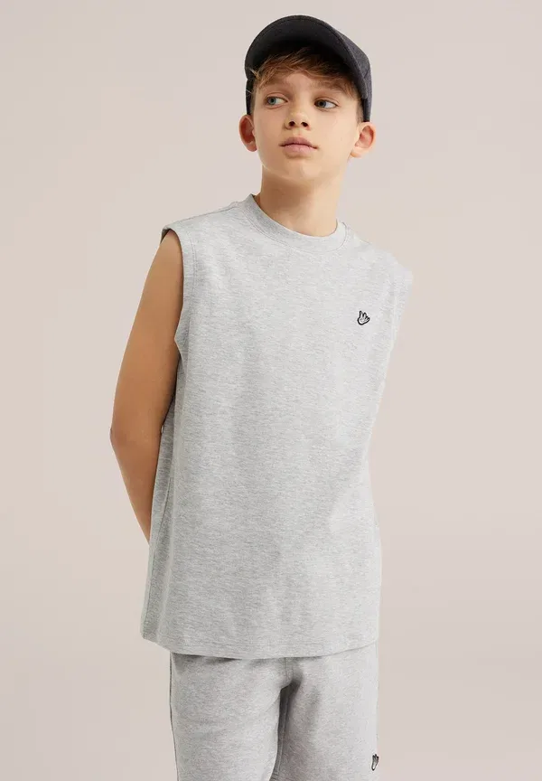 Топ хлопковый Jersey We Fashion, light grey, светло-серый — фото 2