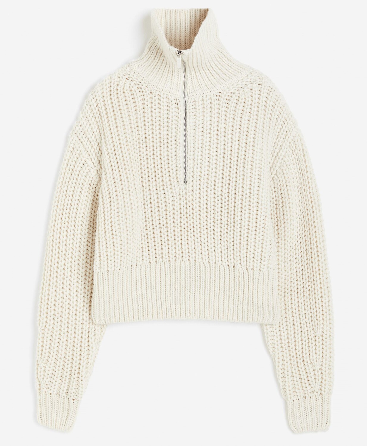 

Свитер H&M Chunky-knit Half-zip, кремовый, Бежевый, Свитер H&M Chunky-knit Half-zip, кремовый