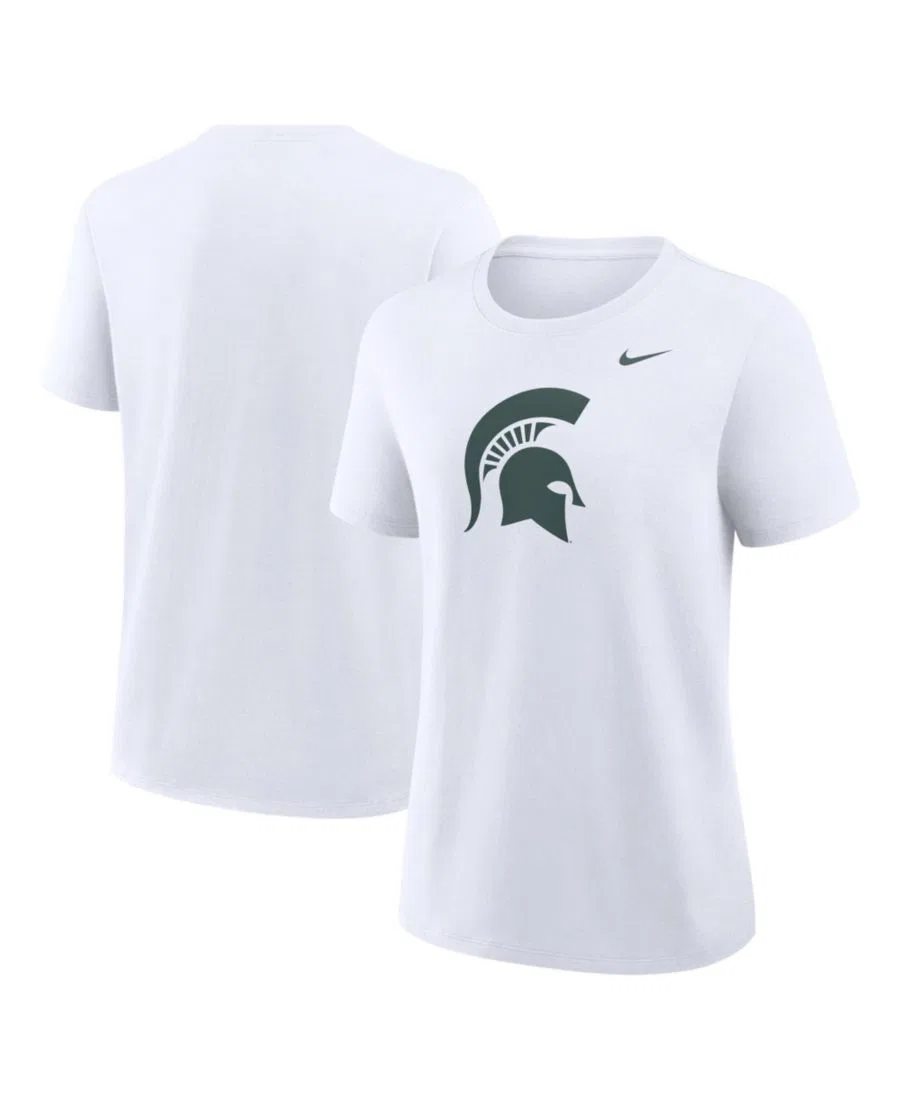 Женская белая футболка с основным логотипом команды Michigan State Spartans Nike, White