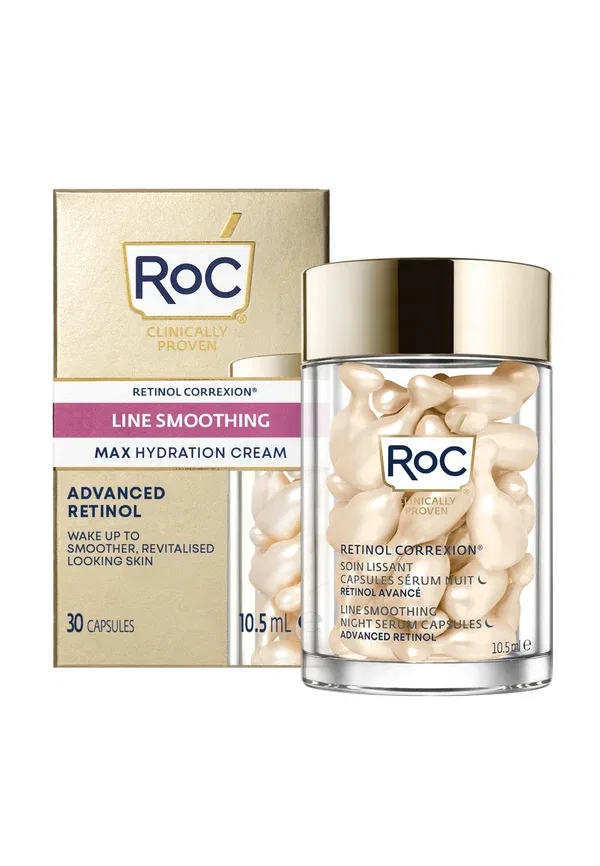 Сыворотка ночная с ретинолом и керамидами Retinol Correxion Line Smoothing Night Serum Capsules Roc Skincare, White 10.5 мл