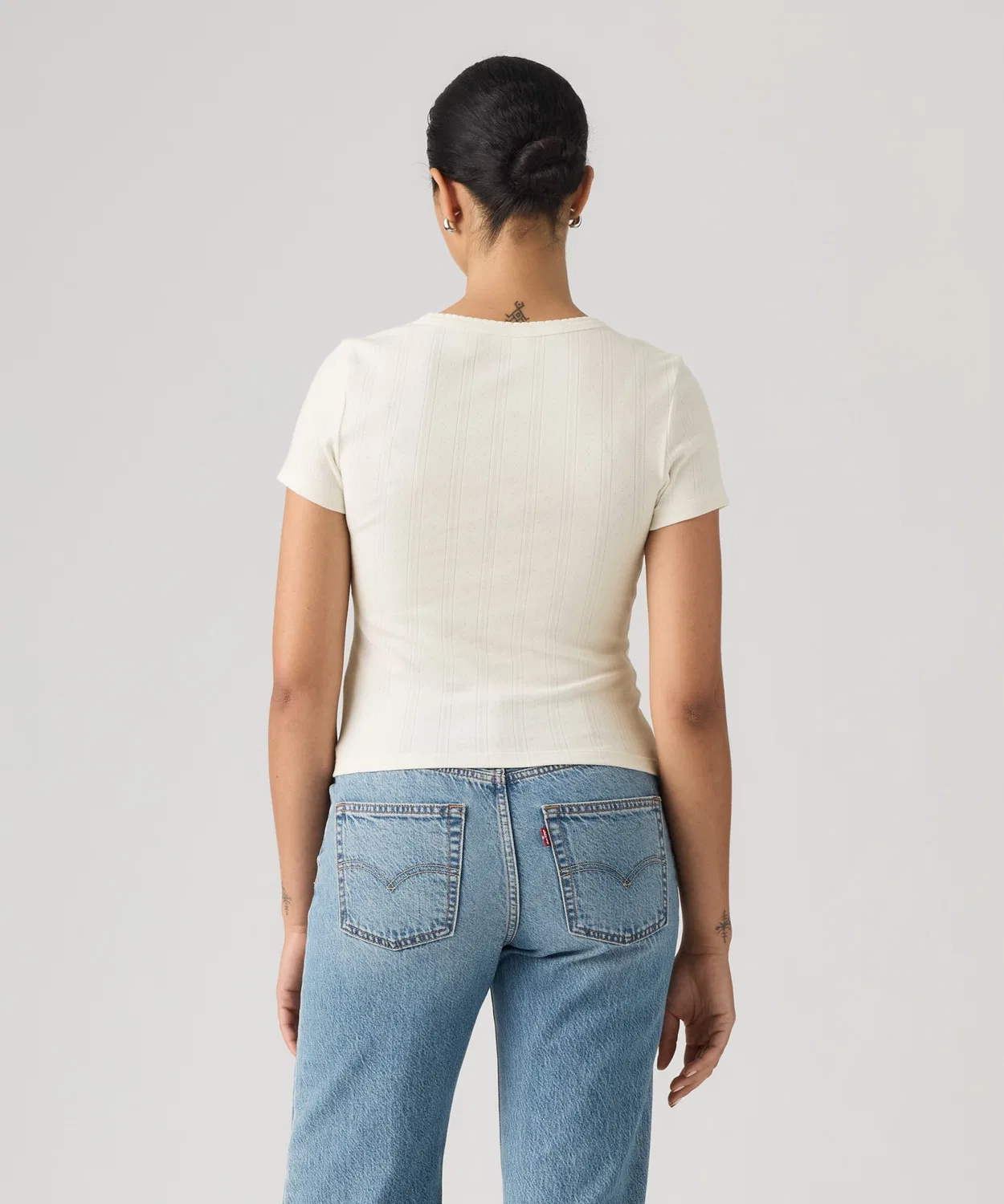 Женская футболка с коротким рукавом и поло, модель Pointelle Levi's, Белый — фото 2