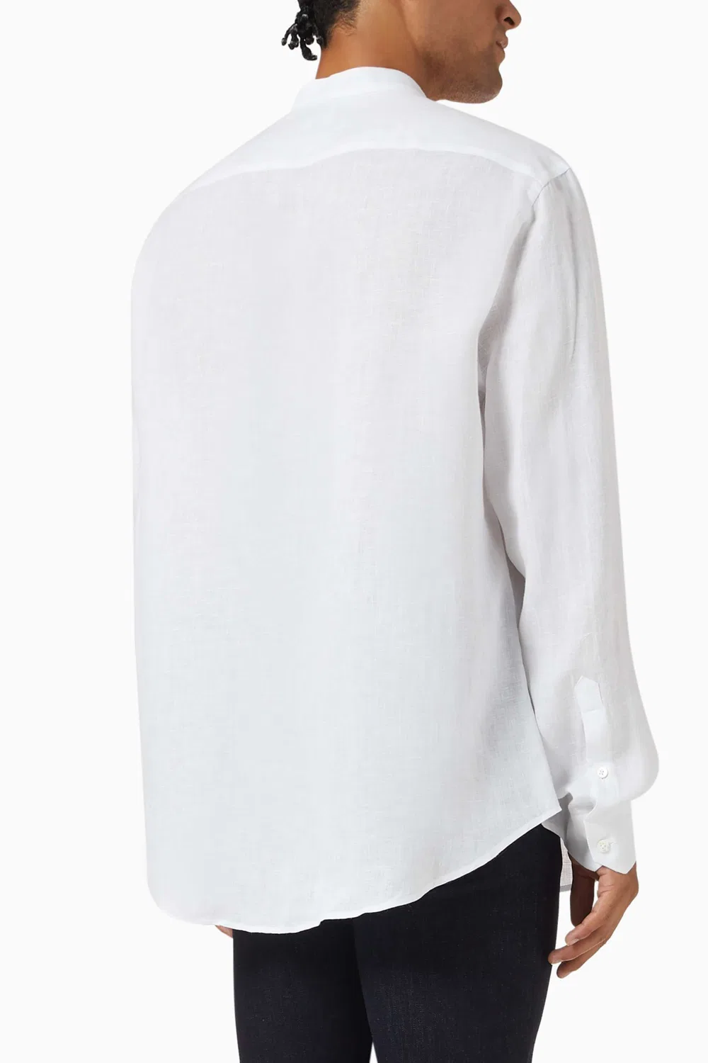 Рубашка льняная Guru Collar Emporio Armani, белый — фото 3