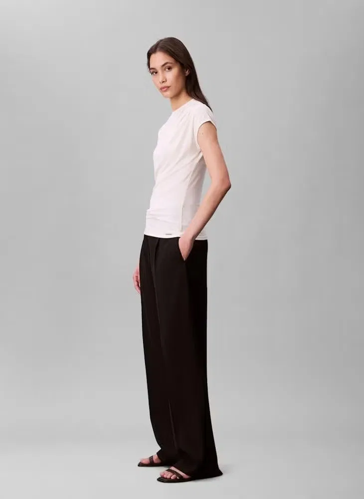 Футболка с классическим круглым вырезом Calvin Klein, тофу — фото 3