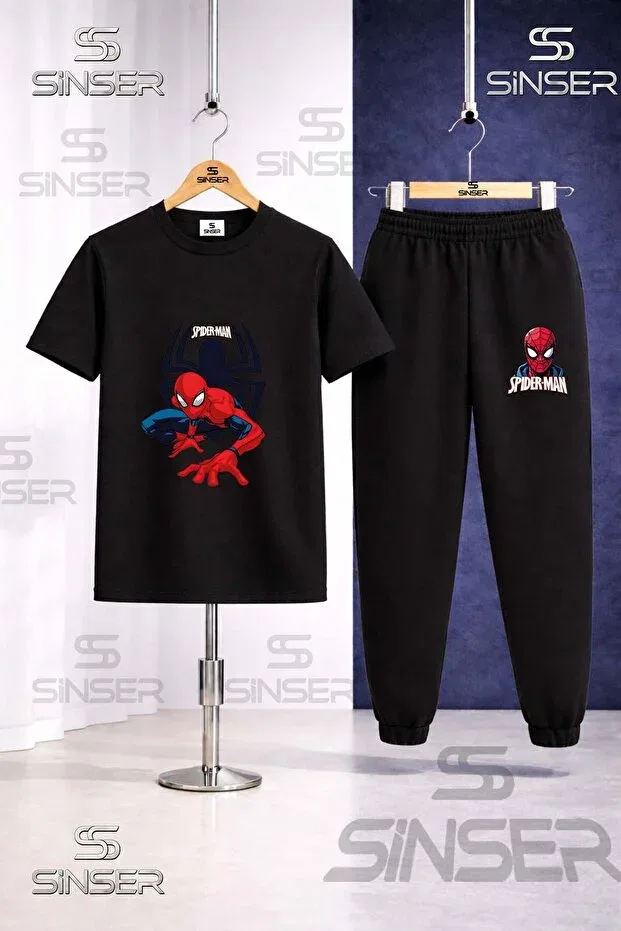 Детский комплект футболки и штанов с принтом Ss Sinser, Black - Gray - Navy Blue — фото 2