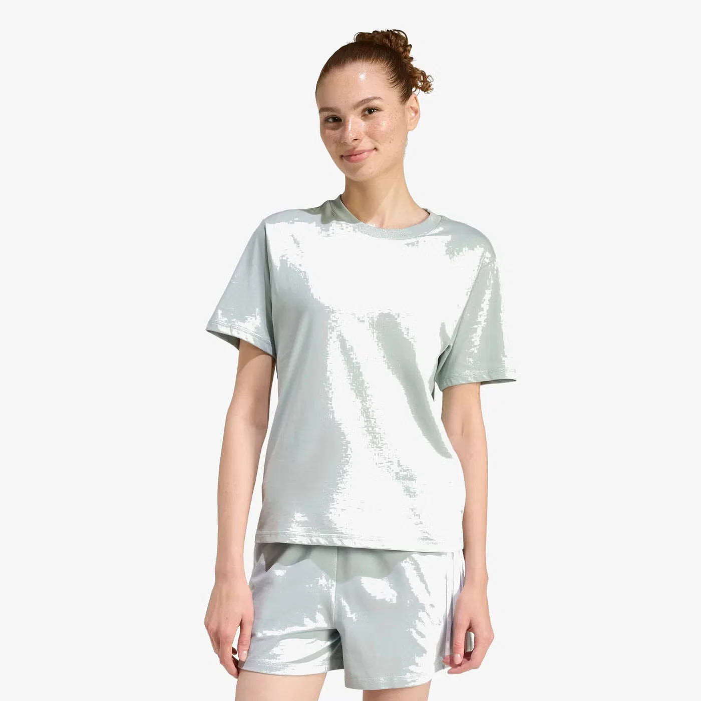 Футболка хлопковая Essentials small logo Adidas, шалфейный — фото 2