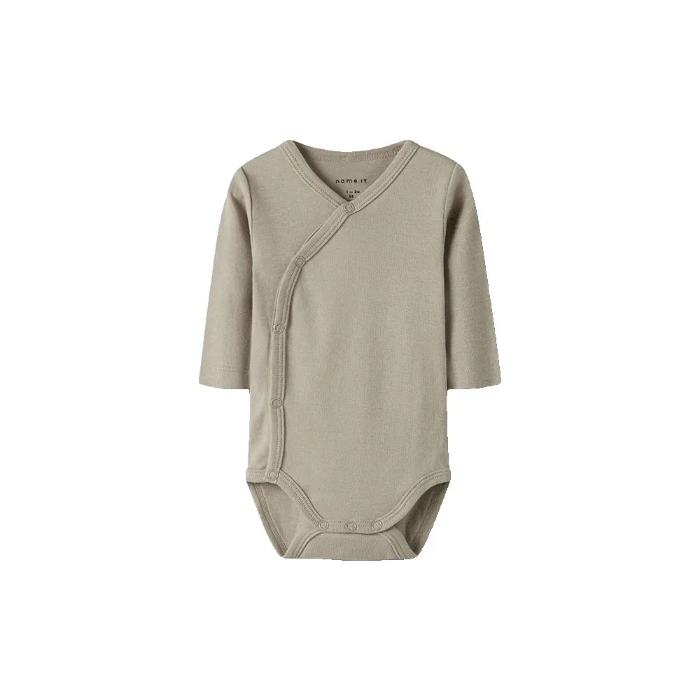 Боди с длинным рукавом Name It Wrap Solid Long Sleeve Body 2 units, бежевый — фото 2