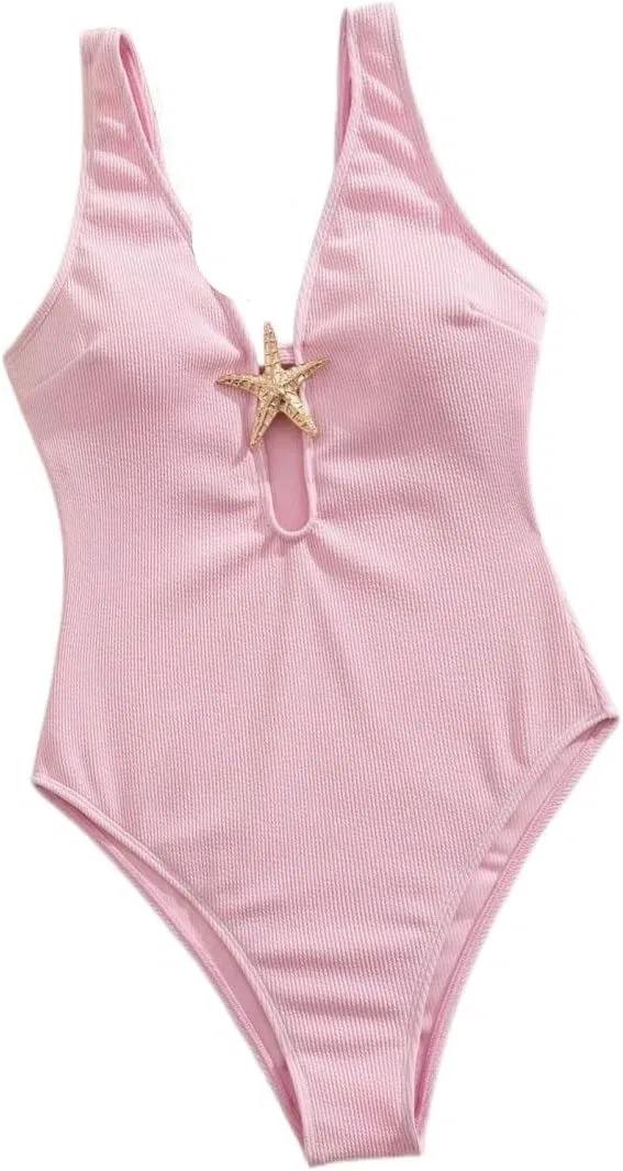 Женский цельный купальник с вырезами Tummy Control, Pink