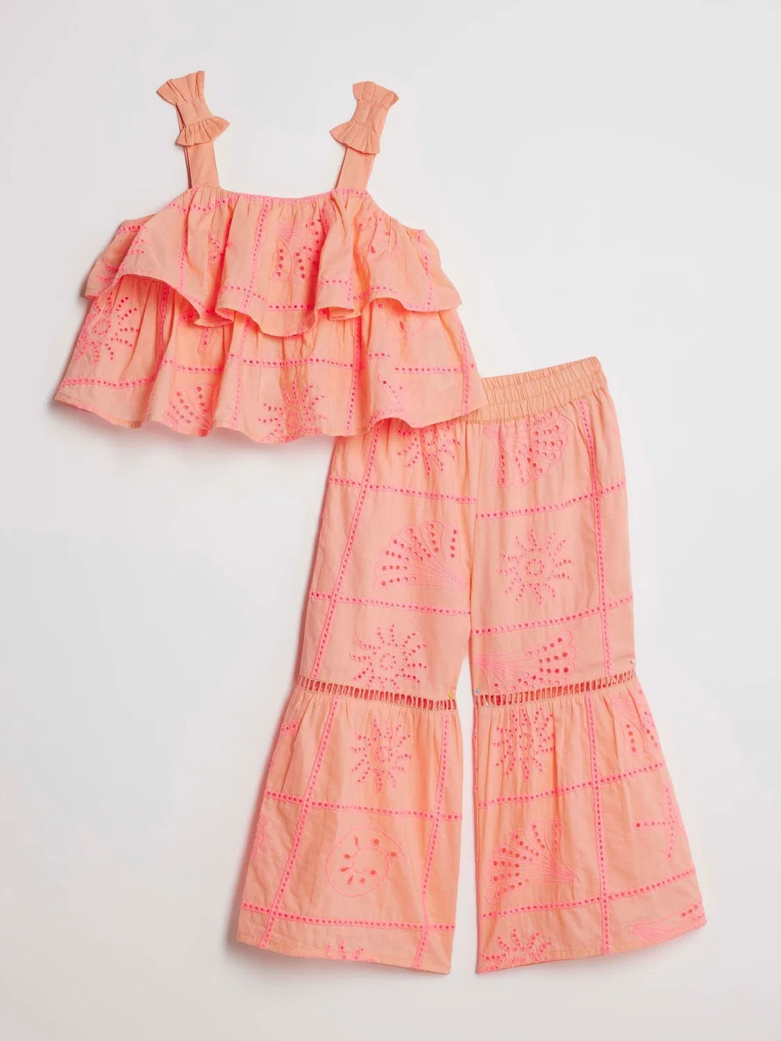 Комплект топ и штаны с вышивкой River Island, розовый