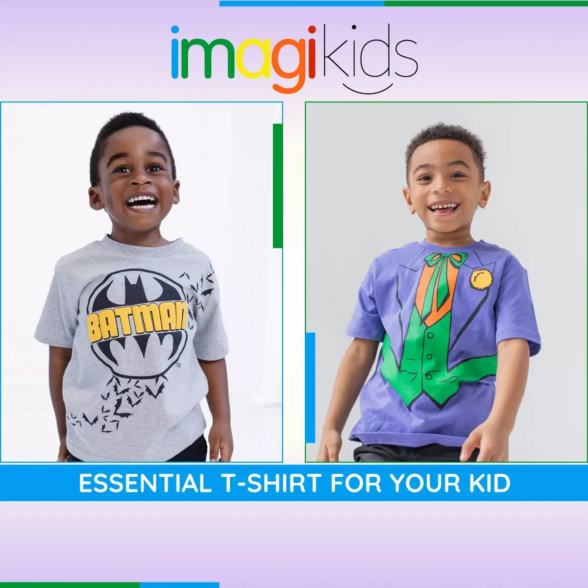 Детский комплект футболок с принтом DC Comics Justice League Batman Joker Riddler 3 Pack T-Shirts, Multicolor — фото 3