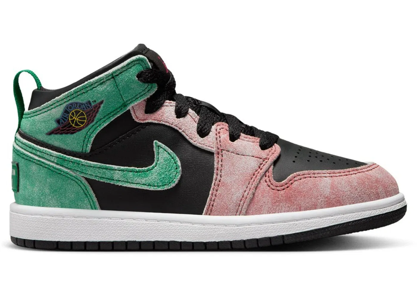 Детские кроссовки Lifestyle Jordan 1 Mid SE Jordan, Black/Pine Green/Dune Red/Pine Green/Industrial Blue