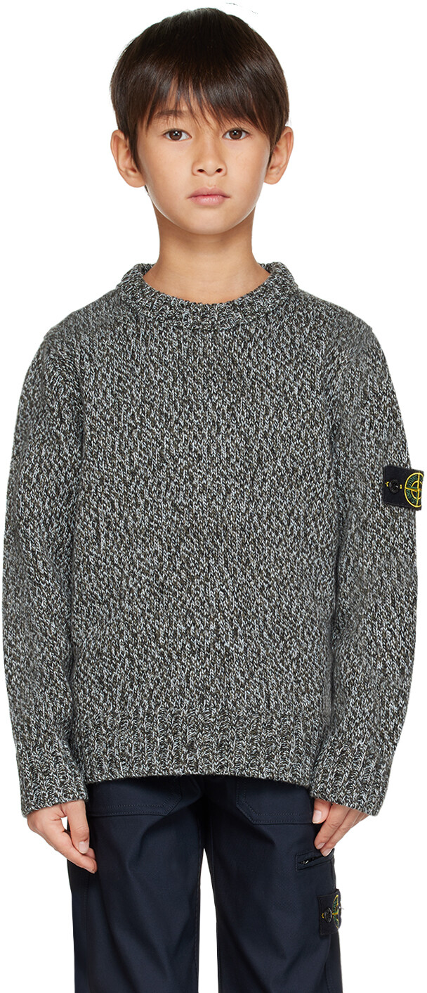 

Детский синий свитер с круглым вырезом Stone Island Junior