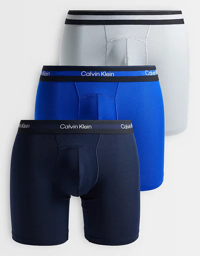 Боксеры-брифы сетчатые Icon Active 3 шт Calvin Klein, черный/синий/серый