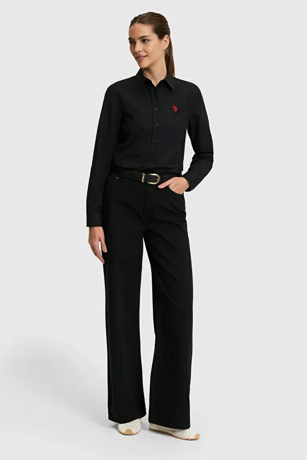 Женская рубашка с длинным рукавом Basics U.S. Polo Assn., Black — фото 4