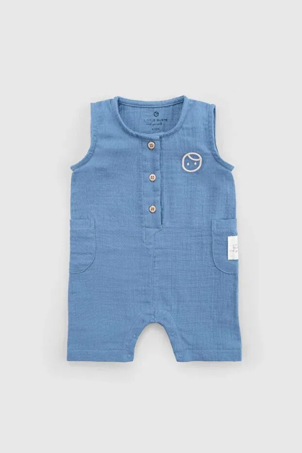 Детский комбинезон хлопковый Organic Cotton Baby Salopet Little Gusto, Blue