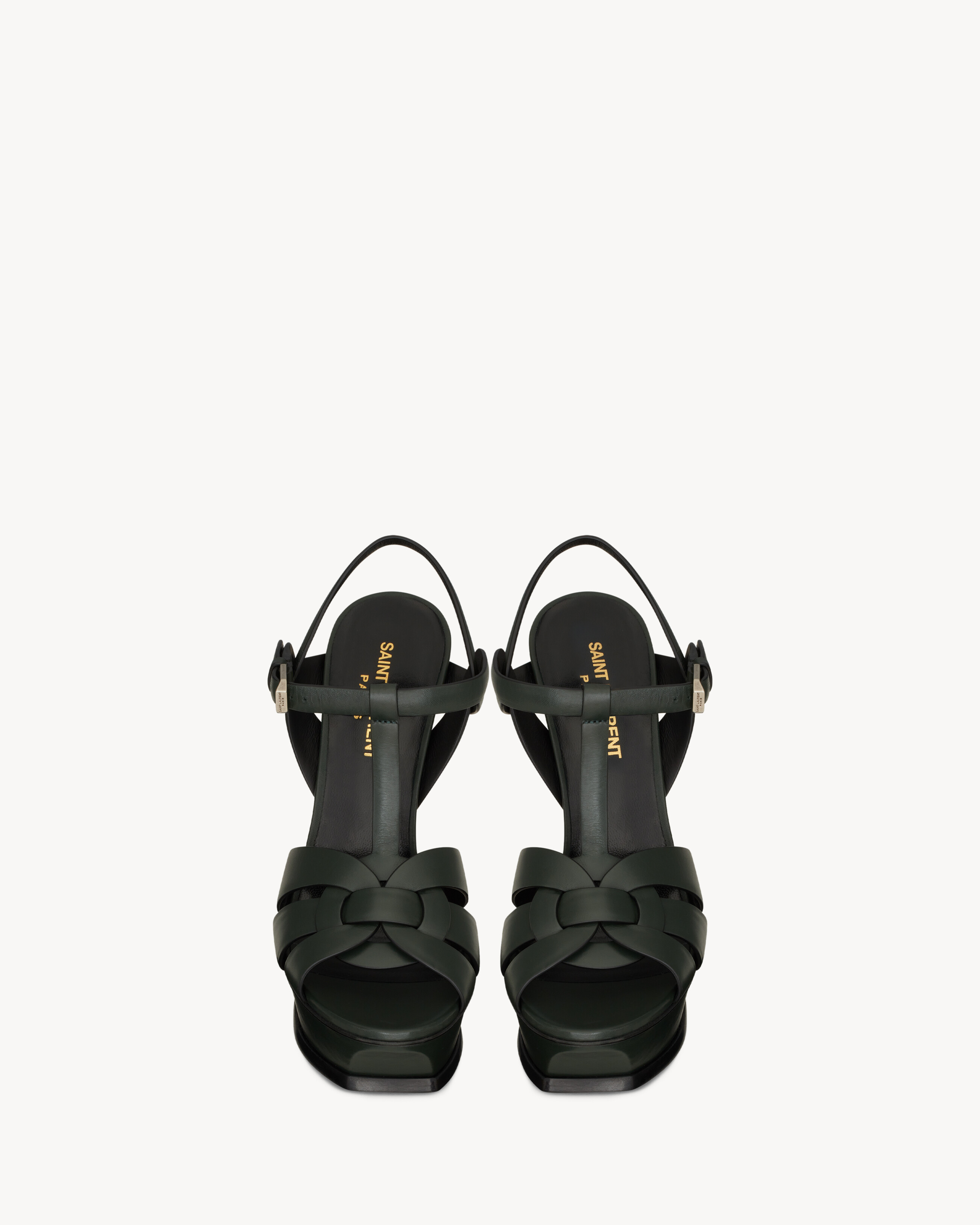 Босоножки на платформе TRIBUTE из гладкой кожи Saint Laurent, зеленый — фото 2