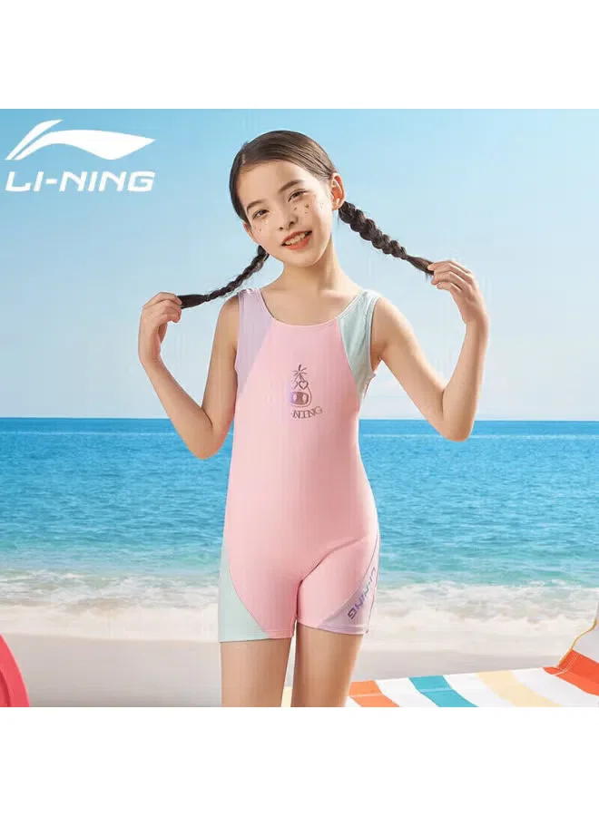 Купальник детский слитный для девочек для плавания Li-Ning, розовый — фото 2