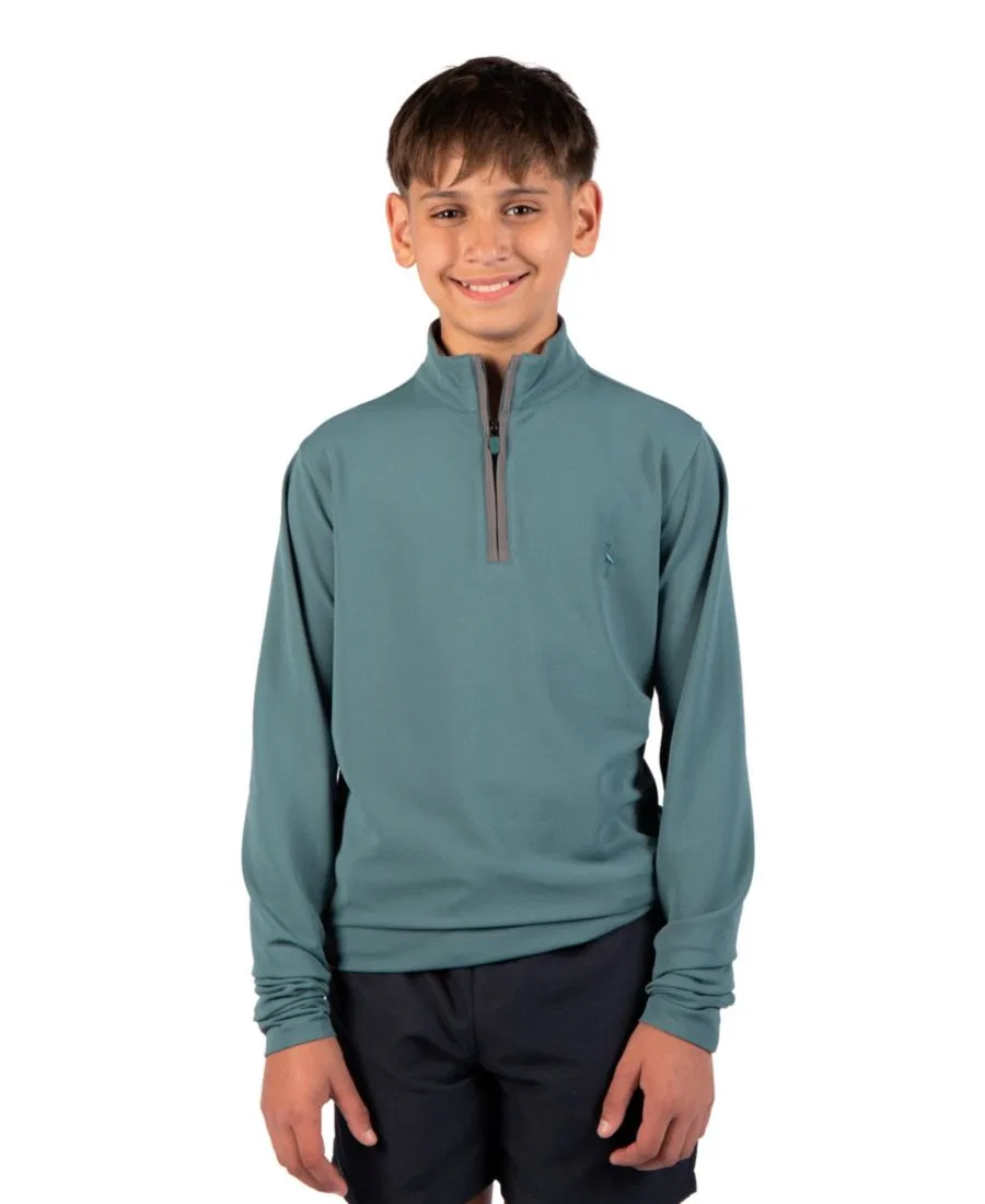 Свитшот с четверть-застежкой Micro Grid Textured Performance Quarter Zip Tailorbyrd, Jade Mist