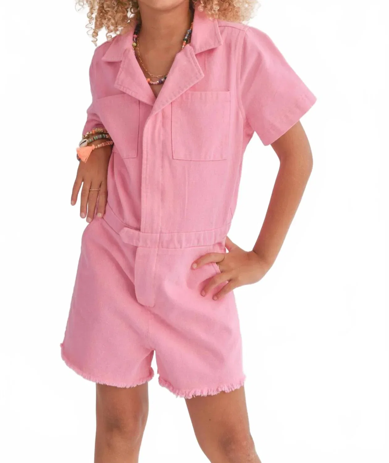 Детский боди-комбинезон для девочек с молнией Sweatpea Romper Sadie & Sage, Pink Denim