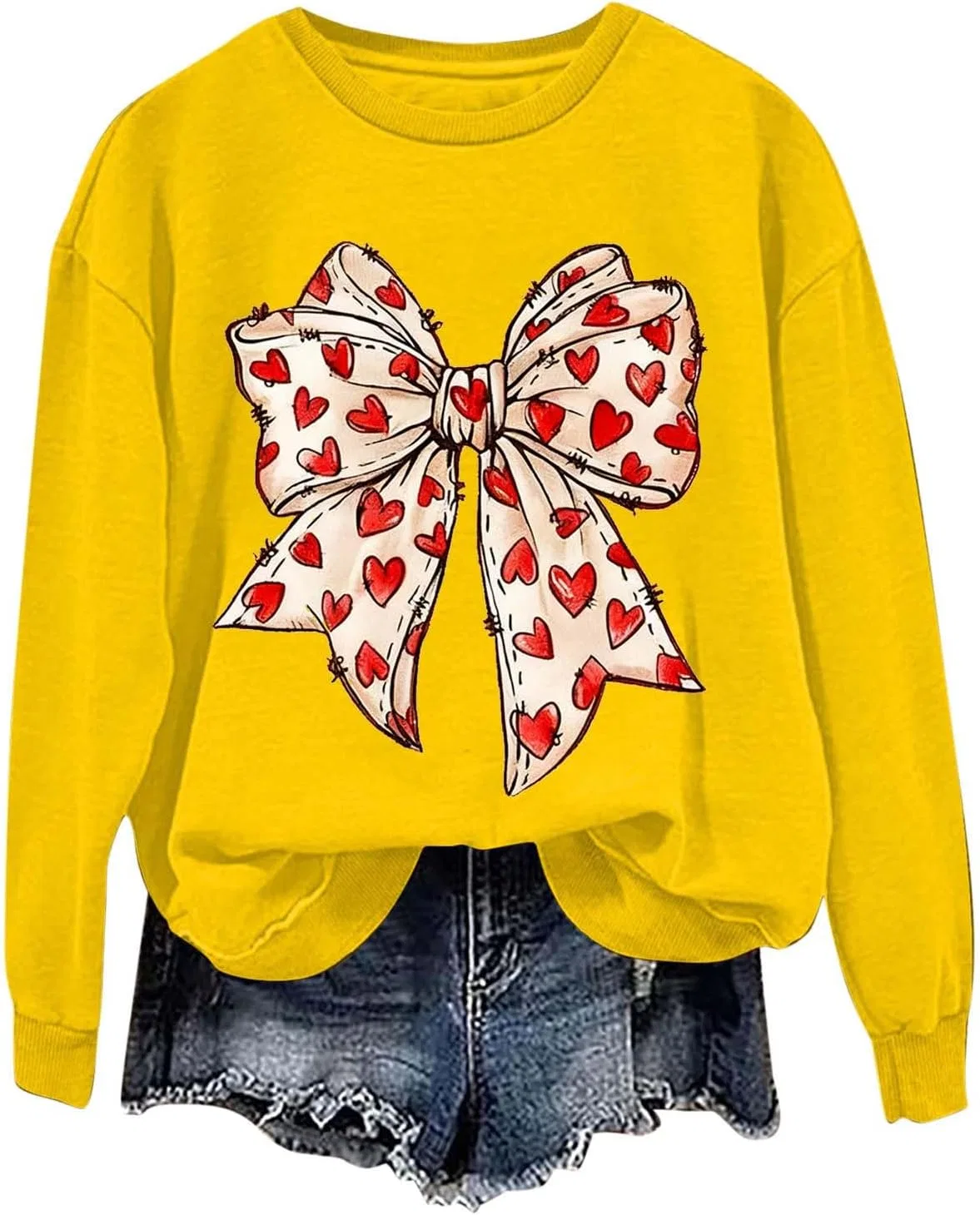 Женский свитшот с принтом Valentine, #J-yellow