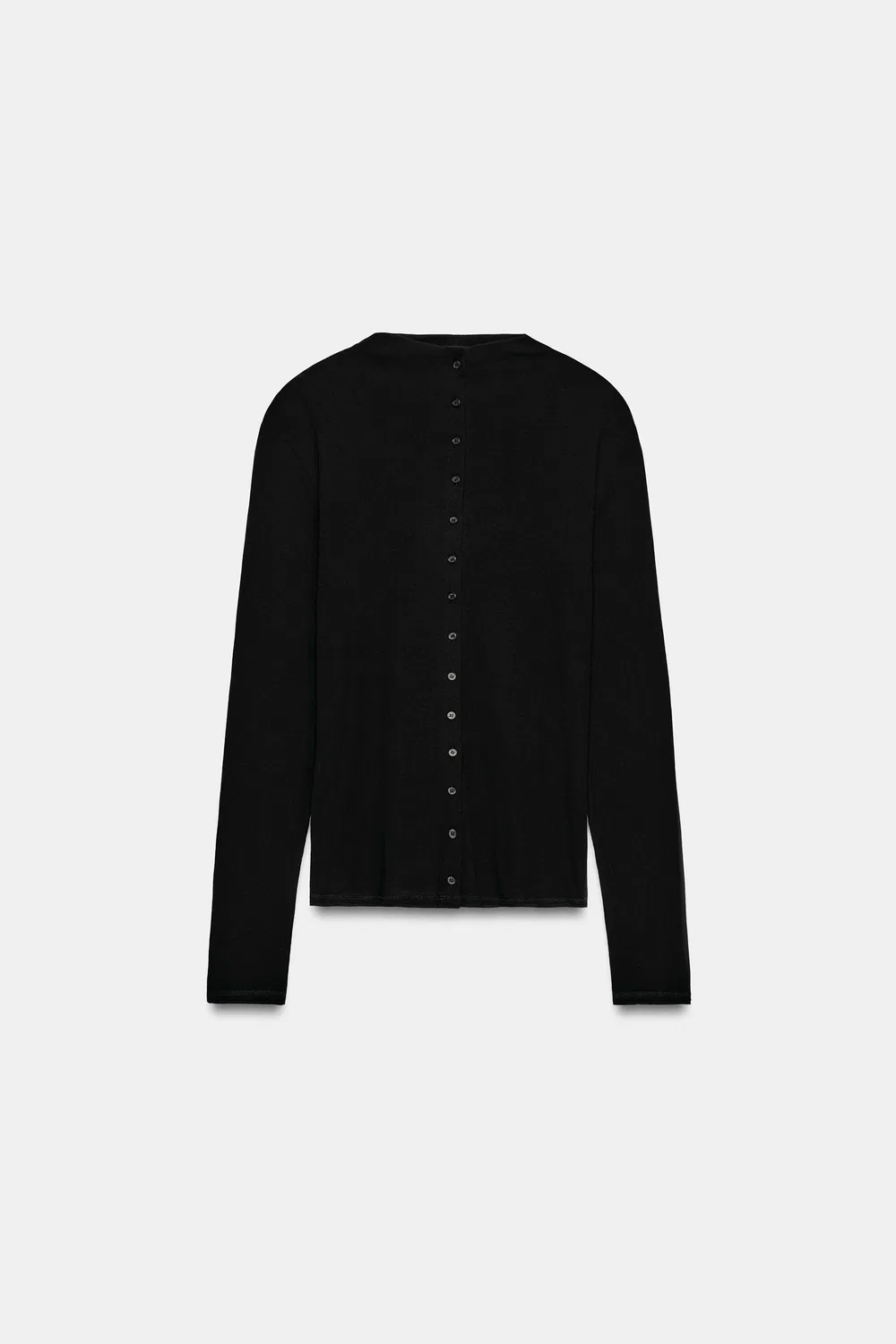 Футболка с высоким воротником на пуговицах ZARA, Black — фото 4