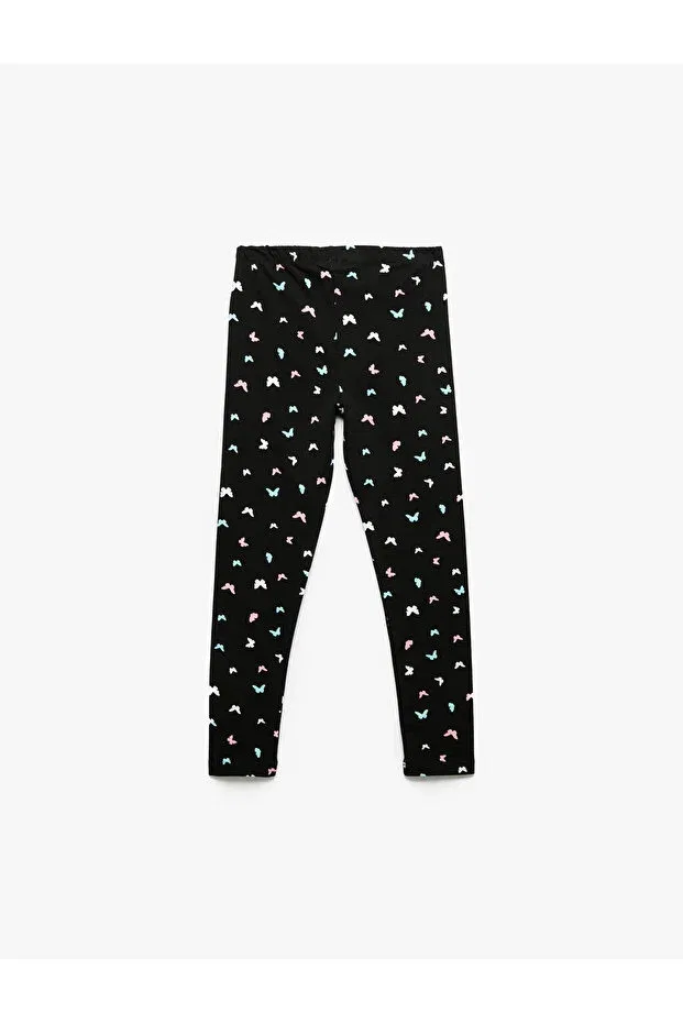 Детские леггинсы для девочек с принтом Koton, Black Patterned — фото 2